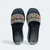 Bottle Green Golden Embroidered Sandals for Women - Casual & Summer Wear - Image 3 - Cunei India