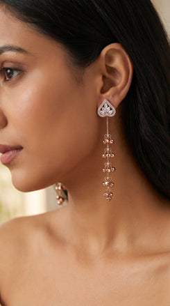 Bronze Kashmiri Delicate Earrings for Women - Party & Wedding Wear - view 2