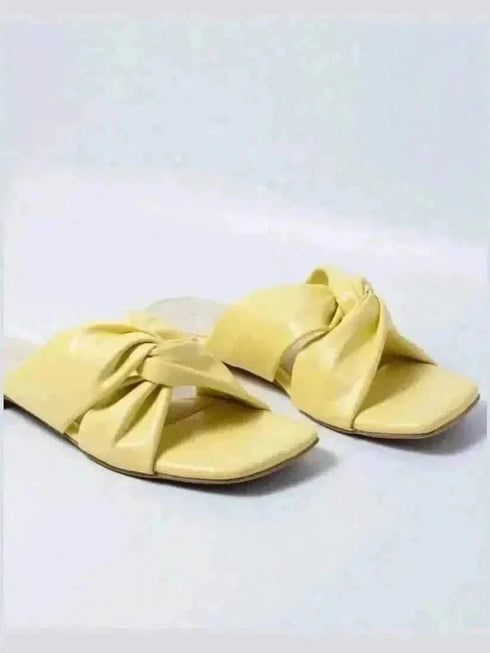 Womens Canary Yellow Crossover Flats