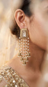 Champagne pearl jhumkas product photo, Cunei India