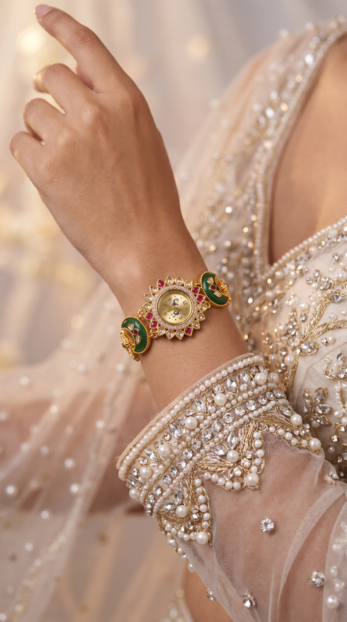 Champagne Crescent Peacock Bracelet Watch for women, Cunei India