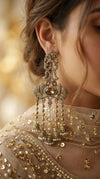 Champagne Ganesha Elephant Dangling Earrings side view, Cunei India