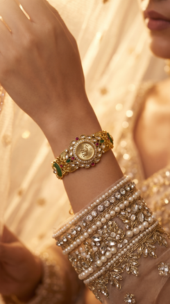 Champagne Oval Elephant Bracelet Watch product photo, Cunei India