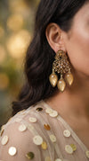 Champagne Three Tear Drop Dangle Earrings with Cubic Zirconia for women, Cunei India