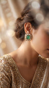 Circular Green Kundan Stud Earrings for Women
