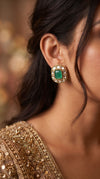 Circular Green Kundan Stud Earrings for Women - view 2