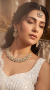 Clear Gold Three Piece Floral Motif CZ Necklace Set