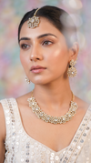 Clear Gold Three Piece Floral Motif CZ Necklace Set - view 3