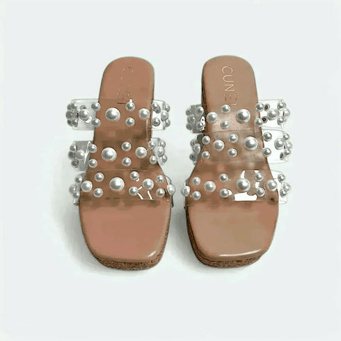 Clear Pink Pearl Wedges - cunei