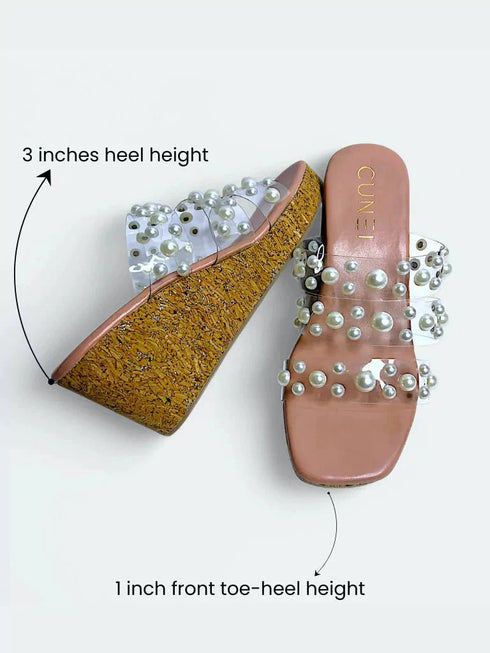 Clear Pink Pearl Wedges - cunei
