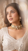 Clear Square Kundan Cluster Design Necklace Set