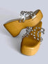 Womens Clear Transparent Studded Tan Wedge Heels