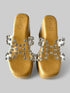 Womens Clear Transparent Studded Tan Wedge Heels