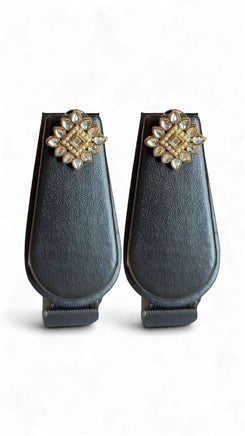 Clear and White Kundan Floral Stud Earrings for women, Cunei India