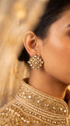 Clear and White Kundan Floral Stud Earrings product photo, Cunei India