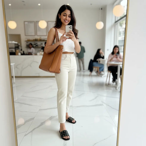 Black Opulence Buttoned Slides