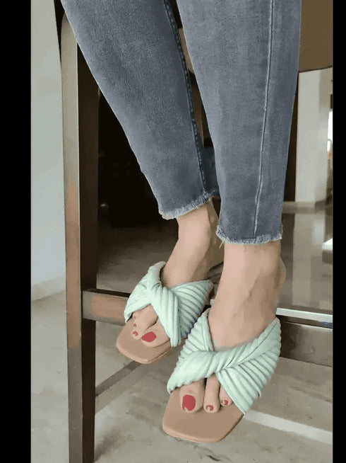 Convoluted Matcha Green Flats - cunei