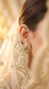 Cream and Gold Cz Oval Stud Earrings product photo, Cunei India