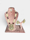Cream and Maroon Three Piece Multi Strand Pearl Bead Necklace Set - view 3