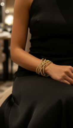 Gold Criss Cross Crystal Cuff Bracelet for Women - Party & Wedding Wear - view 3