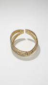 Gold Criss Cross Crystal Cuff Bracelet for Women - Party & Wedding Wear - view 4