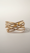 Gold Criss Cross Crystal Cuff Bracelet for Women - Party & Wedding Wear - view 5