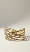 Gold Criss Cross Crystal Cuff Bracelet for Women - Party & Wedding Wear - view 6