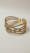 Gold Criss Cross Crystal Cuff Bracelet for Women - Party & Wedding Wear - view 7