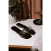 Womens Cubic Crystal Midnight Flats