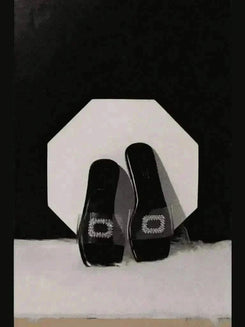 Womens Cubic Crystal Midnight Flats