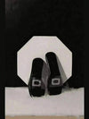 Womens Cubic Crystal Midnight Flats