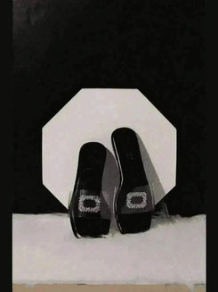 Womens Cubic Crystal Midnight Flats