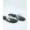 Womens Cubic Crystal Midnight Flats