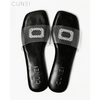 Womens Cubic Crystal Midnight Flats