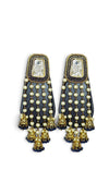 Dark blue pearl jhumkas close-up, Cunei India