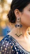 Dark Blue Ganesha Elephant Dangling Earrings for women, Cunei India