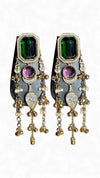 Emerald Green and Amethyst Purple Cz Cascading Hanging Earrings for women, Cunei India