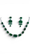 Emerald Green Necklace Earrings Set for Women - Party & Wedding Wear - view 3