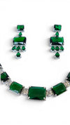 Emerald Green Necklace Earrings Set for Women - Party & Wedding Wear - view 4