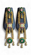 Emerald Green and Ruby Pink Enamel Cascading Hanging Earrings for women, Cunei India