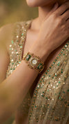 Emerald Green, Ruby Red, and Clear Cz Ethnic Bracelet Watch detail, Cunei India