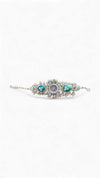 Emerald Green, Ruby Red and Clear Kundan Watch for Women, side view, Cunei India
