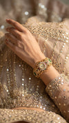Emerald Green, Ruby Red and Clear Ornate CZ Crystal Watch for Women, product photo, Cunei India