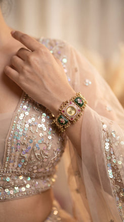 Emerald Green and Ruby Red Elephant Dial CZ Crystal Watch for Women, product photo, Cunei India