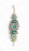 Emerald Green and Ruby Red Elephant Dial CZ Enamel Watch for Women, side view, Cunei India