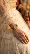 Emerald Green and Ruby Red Elephant Dial CZ Enamel Watch for Women, detail, Cunei India