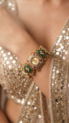 Emerald Green and Ruby Red Kundan CZ Watch for Women, for women, Cunei India