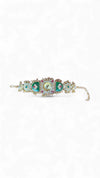 Emerald Green and Ruby Red Kundan CZ Watch for Women, side view, Cunei India
