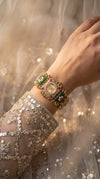 Emerald Green and Ruby Red Kundan CZ Watch for Women, detail, Cunei India