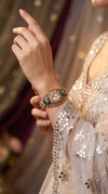 Emerald Green and Ruby Red CZ Open-Work Watch for Women, product photo, Cunei India